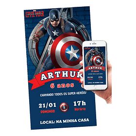 Convite Digital Capitão América    Azul-marinho