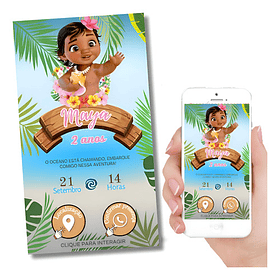 Convite Digital Interativo Moana Baby