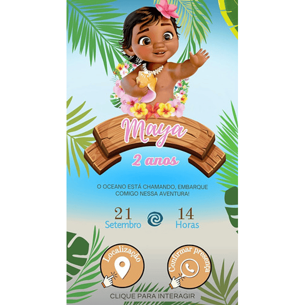Convite Digital Interativo Moana Baby 3