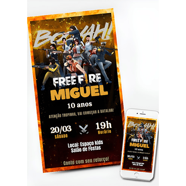 Convite Digital Free Fire Aniversário Envio Imediato  N/a 2
