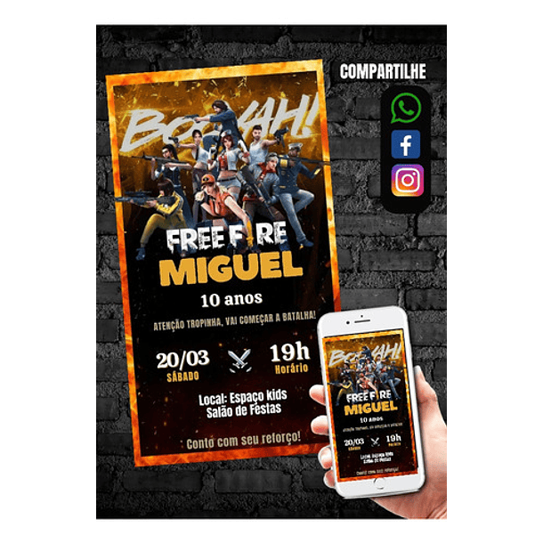 Convite Digital Free Fire Aniversário Envio Imediato  N/a 3