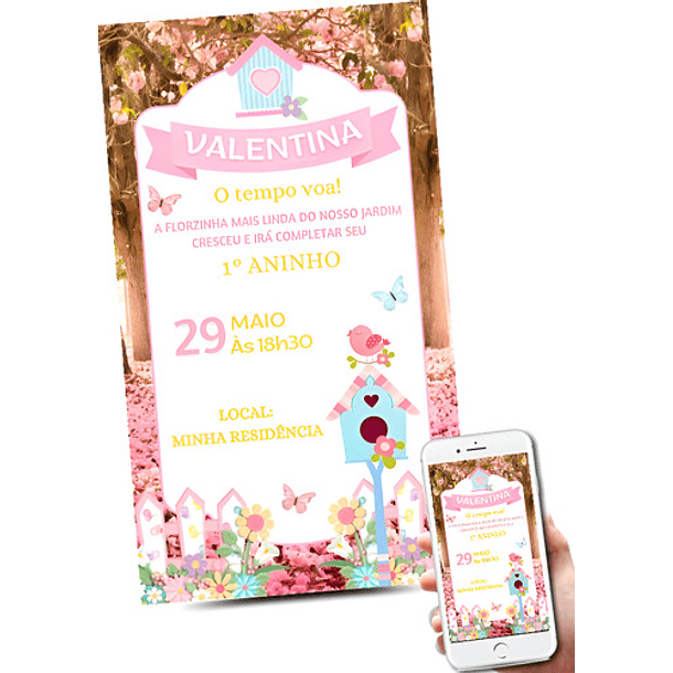 Convite Digital Jardim Encantado    Rosa 1