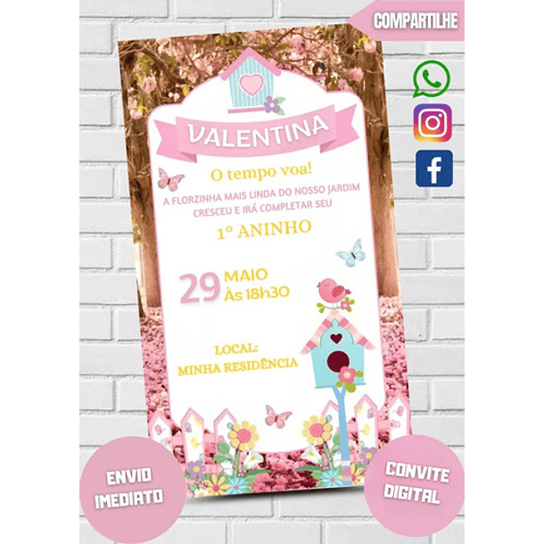 Convite Digital Jardim Encantado    Rosa 4