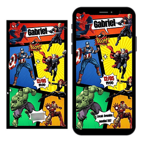 Convite Virtual Aniversário Infantil Avengers Vingadores 58