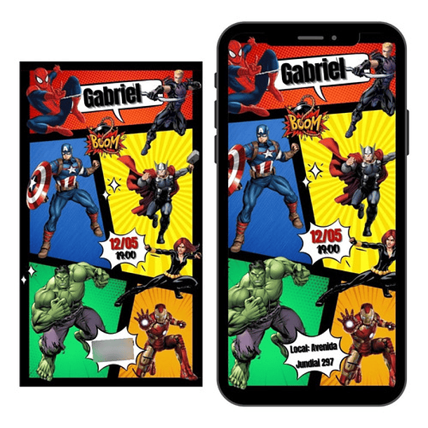 Convite Virtual Aniversário Infantil Avengers Vingadores 58 2