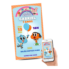 Convite Digital O Incrível Mundo De Gumball