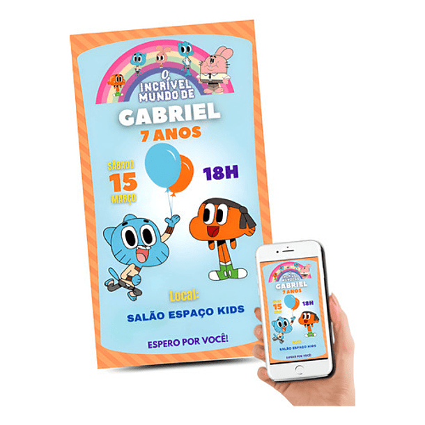 Convite Digital O Incrível Mundo De Gumball 1