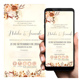 Convite  Digital Interativo Casamento Terracota Terracota