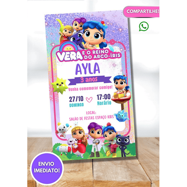 Convite Digital Vera E O Reino Do Arco-íris 3
