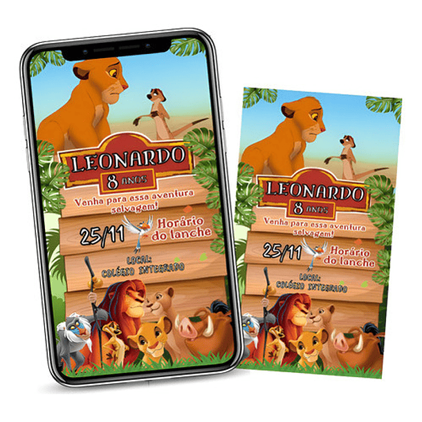 Convite Digital Rei Leão Com Vídeo   Rei Leão 1