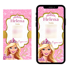 Convite Virtual Aniversário Infantil Barbie 67 Rosa-pálido 2