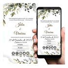Convite Casamento Interativo Rústico Verde Folhas Verde 2