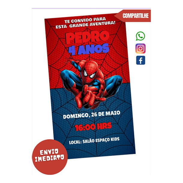 Save The Date + Convite Oficial Homem Aranha  Vermelho 5