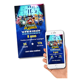 Convite Digital Os Cavaleiros Do Zodíaco   Azul