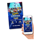 Convite Digital Os Cavaleiros Do Zodíaco   Azul 2