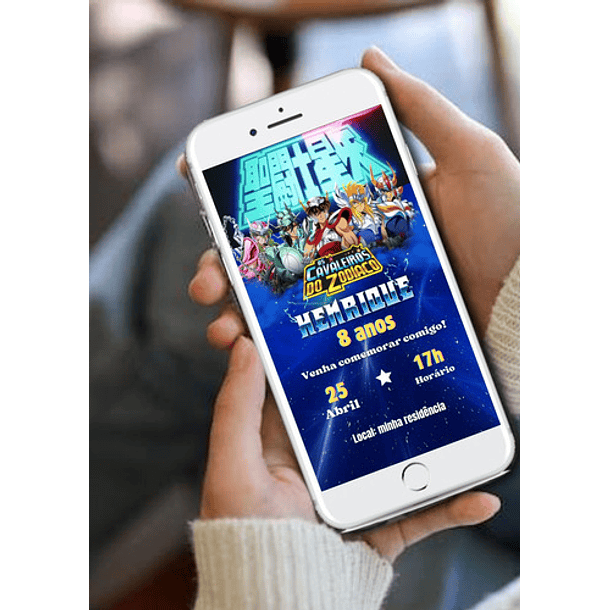 Convite Digital Os Cavaleiros Do Zodíaco   Azul 4