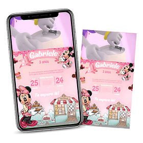 Convite Digital Minnie Confeitaria Musical  Rosa