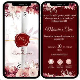 Convite Interativo Digital Envio 24h  Vinho