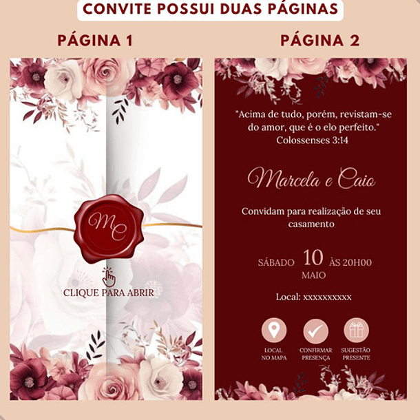 Convite Interativo Digital Envio 24h  Vinho 3