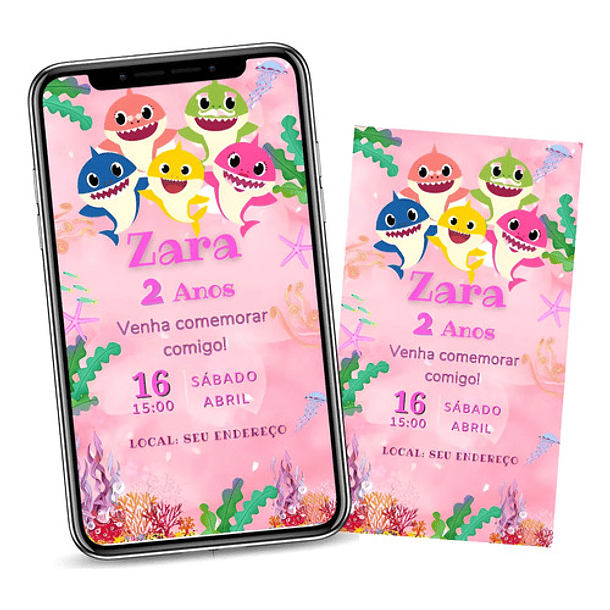 Convite Digital  Baby Shark Envio No Mresmo Dia N/a 2