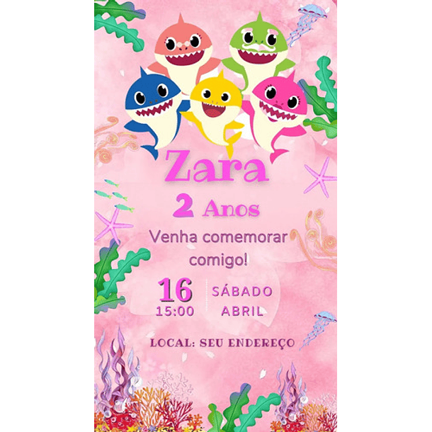 Convite Digital  Baby Shark Envio No Mresmo Dia N/a 3