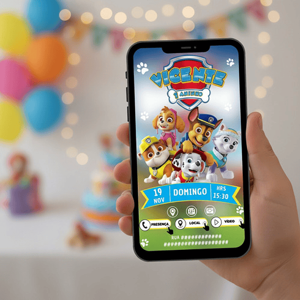 Convite Digital Interativo Patrulha Canina Virtual Whatsapp 1