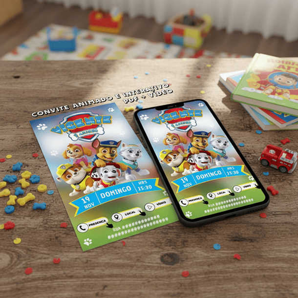Convite Digital Interativo Patrulha Canina Virtual Whatsapp 2