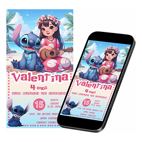 Convite Digital Lilo & Stitch Interativo  D632