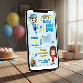 Convite Digital  Lucas Neto Whatsapp Envio Rápido Azul-claro