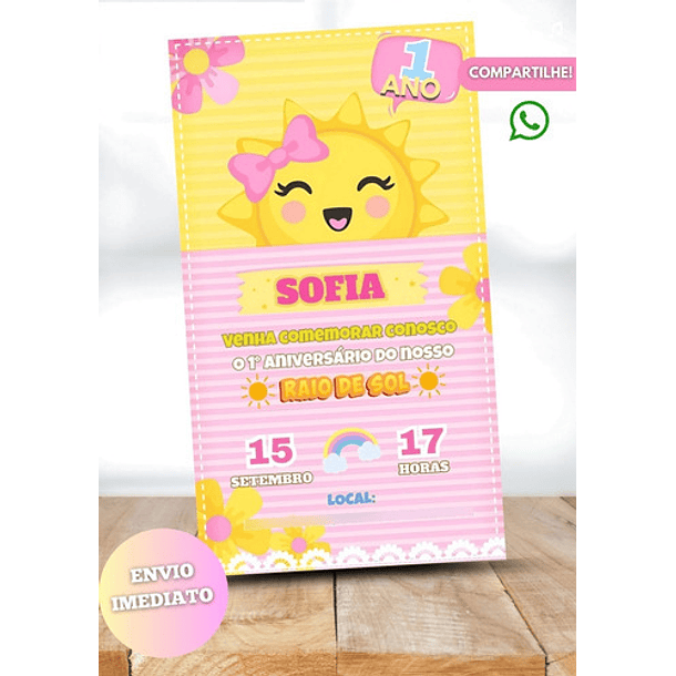 Convite Digital Raio De Sol  Amarelo 2
