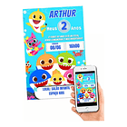 Convite Digital  Baby Shark Redes Sociais  Azul 1
