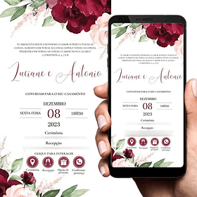 Convite Casamento Digital  Interativo Marsala