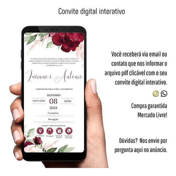 Convite Casamento Digital  Interativo Marsala 2