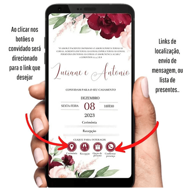 Convite Casamento Digital  Interativo Marsala 3
