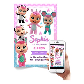 Convite Digital Cry Babies     Rosa-claro