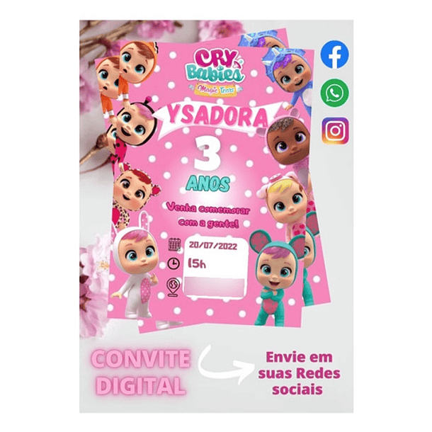 Convite Digital Cry Babies     Rosa-claro 3