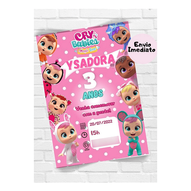 Convite Digital Cry Babies     Rosa-claro 5