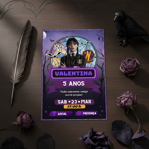 Convite Interativo Wandinha   Púrpura 2