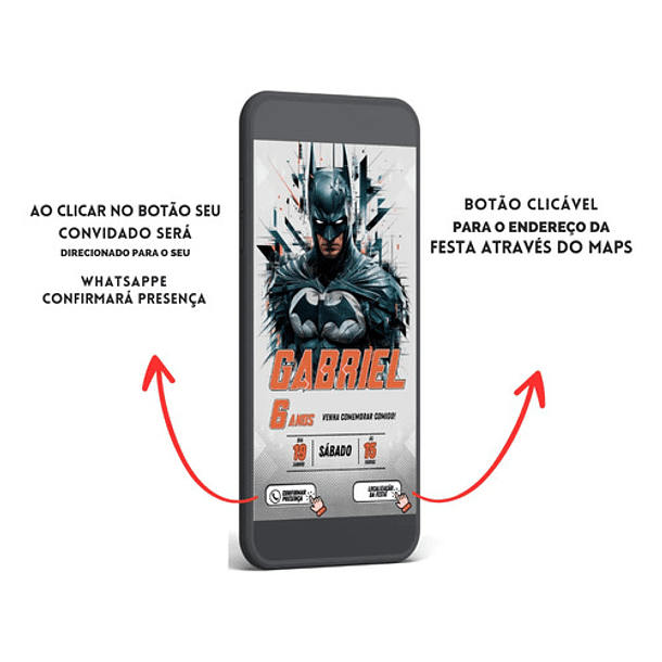 Convite Digital Interativo Batman Para Whatsapp Cinza 4