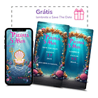 Convite Animado Pequena Sereia Ariel Infantil  Azul-turquesa 5