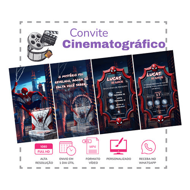 Convite Digital Animado Homem Aranha  Vermelho 2