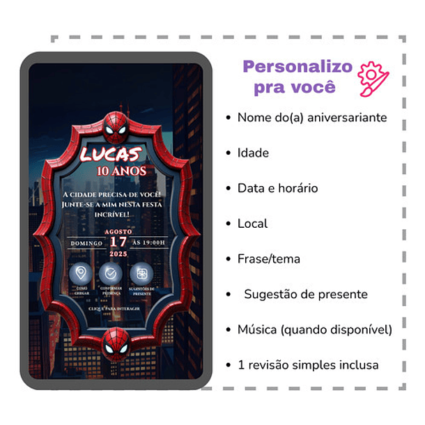 Convite Digital Animado Homem Aranha  Vermelho 3