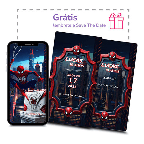 Convite Digital Animado Homem Aranha  Vermelho 5
