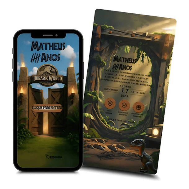 Convite Digital Animado Jurassic Park Dinossauros 1