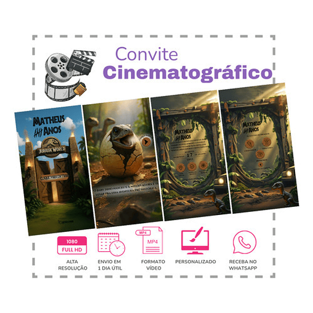 Convite Digital Animado Jurassic Park Dinossauros 2