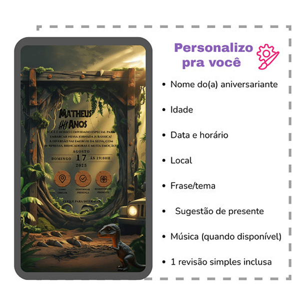 Convite Digital Animado Jurassic Park Dinossauros 3