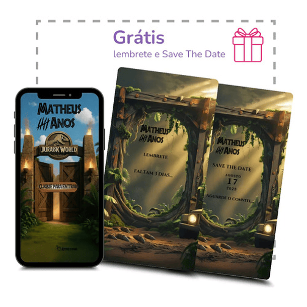 Convite Digital Animado Jurassic Park Dinossauros 6