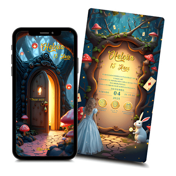 Convite Digital Animado 15 Anos Alice No País Das Maravilhas 1