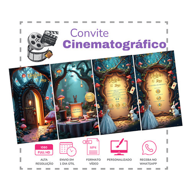 Convite Digital Animado 15 Anos Alice No País Das Maravilhas 2