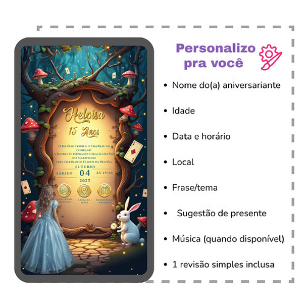 Convite Digital Animado 15 Anos Alice No País Das Maravilhas 3